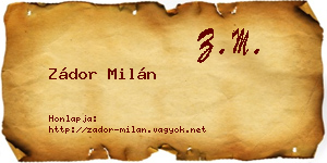 Zádor Milán névjegykártya