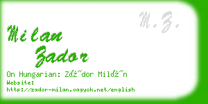 milan zador business card